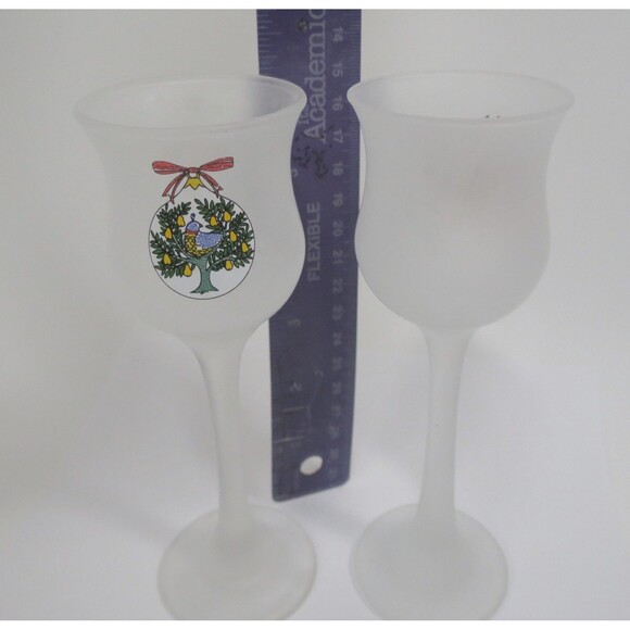 Ubranded Footed Christmas Votive Holders Frosted w/ Tree & Stocking - Picture 5 of 6